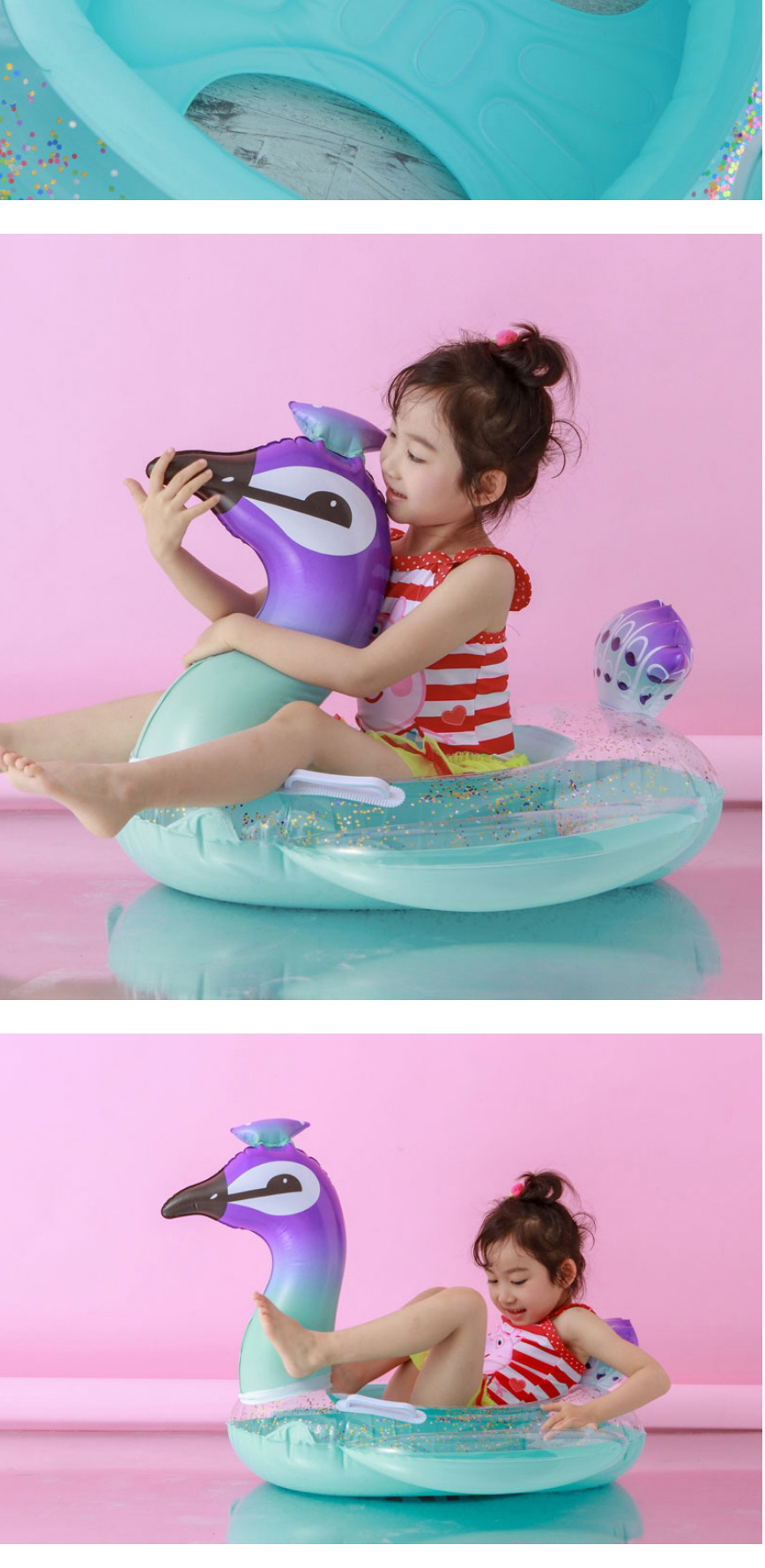 Fashion Sequined Inflatable Bottom Princess Horse Sequined Inflatable Bottom Boat Flamingo Unicorn Peacock Horse Bubble Bottom Child Seat,Swim Rings
