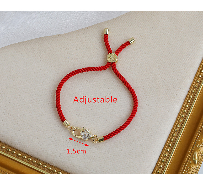Fashion Red Copper Inlaid Zircon Braided Four-leaf Clover Bracelet,Bracelets