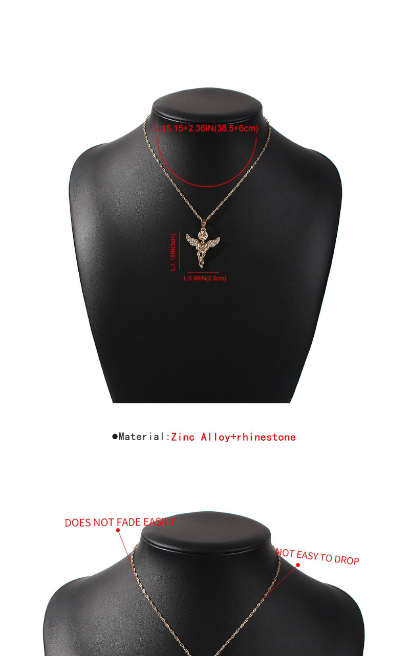 Fashion Key Lock-shaped Starfish Embossed Wings Key Diamond Alloy Necklace,Pendants