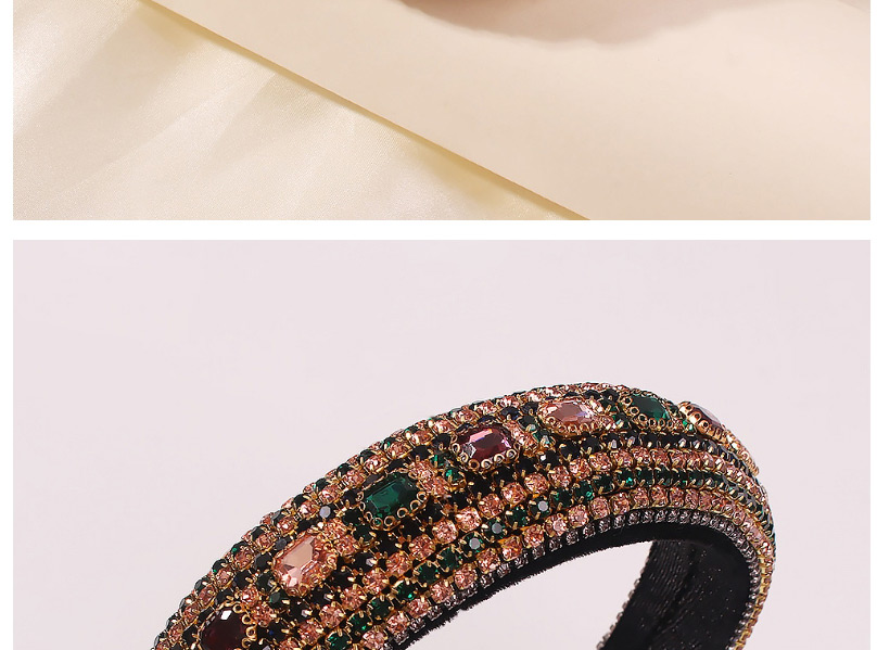 Fashion Color Geometric Square Sponge Headband With Diamonds,Head Band