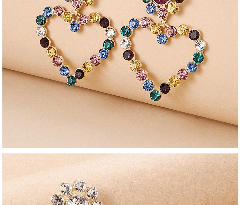 Fashion White Diamond Love Diamond Alloy Flower Earrings,Drop Earrings
