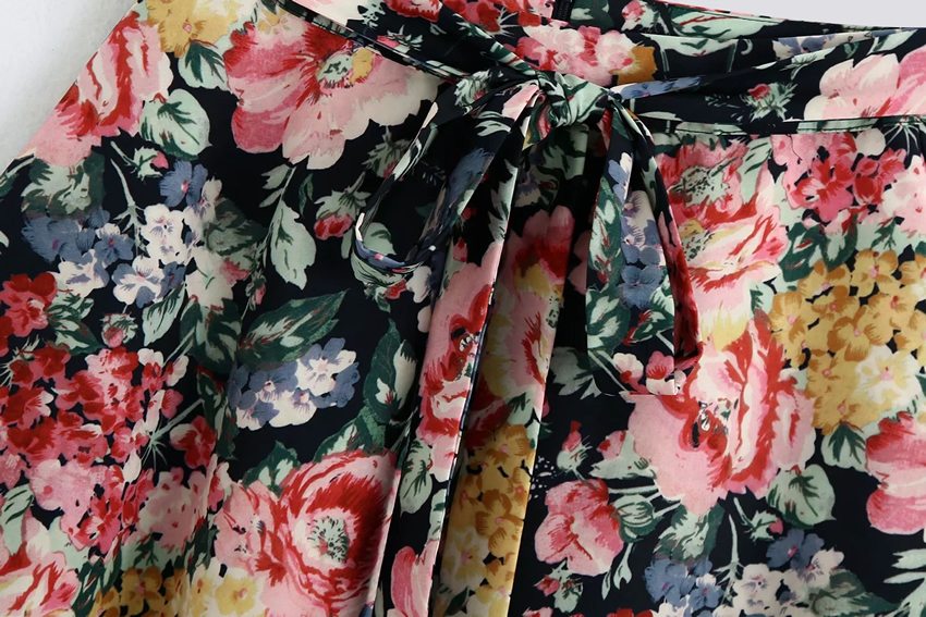 Fashion Floral Flower Print Belted Bow Skirt,Skirts