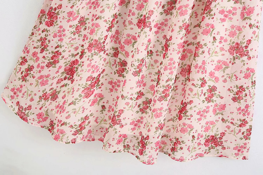 Fashion Pink Floral Flower Print Elastic Waist Skirt,Skirts
