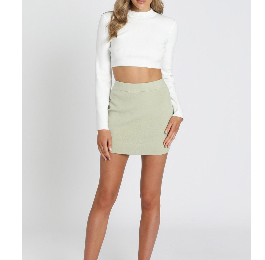 Fashion Apricot Pure Color High Waist Slim Skirt,Skirts