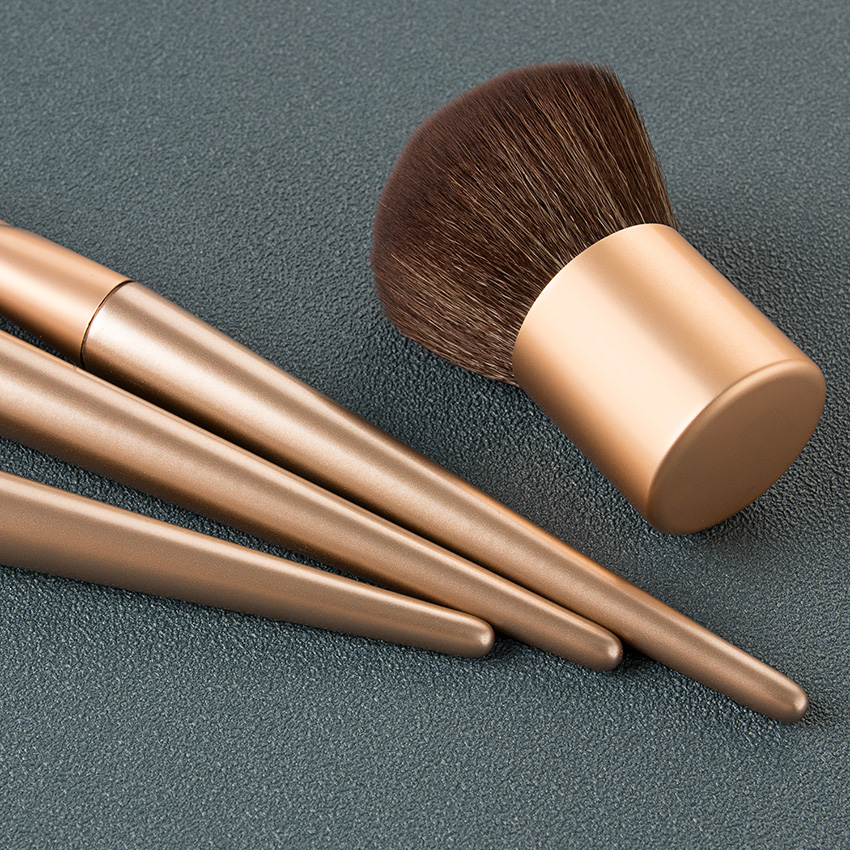 Fashion Champagne Gold Pure Color Wooden Handle Nylon Hair Makeup Brush,Beauty tools