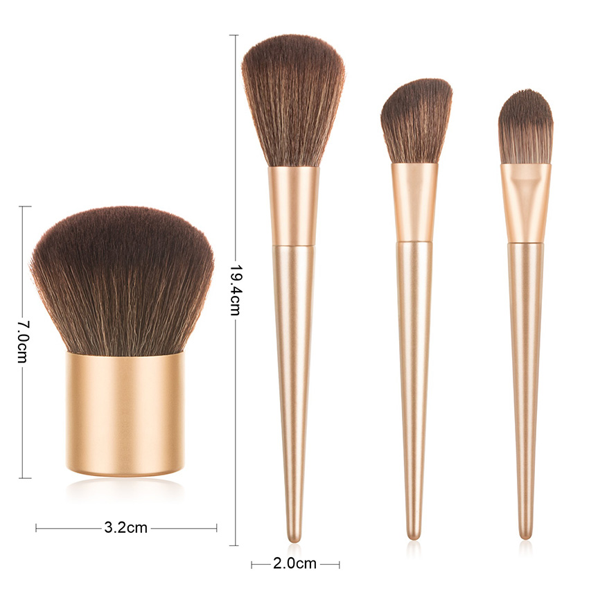 Fashion Champagne Gold Pure Color Wooden Handle Nylon Hair Makeup Brush,Beauty tools