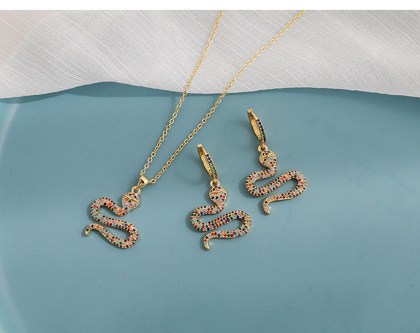 Fashion White Copper Inlaid Zircon Serpentine Necklace,Necklaces