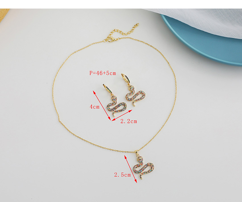 Fashion Color Copper Inlaid Zircon Serpentine Necklace,Necklaces