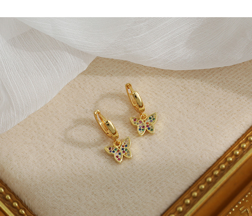 Fashion Golden Copper Inlaid Zircon Butterfly Earrings,Earrings