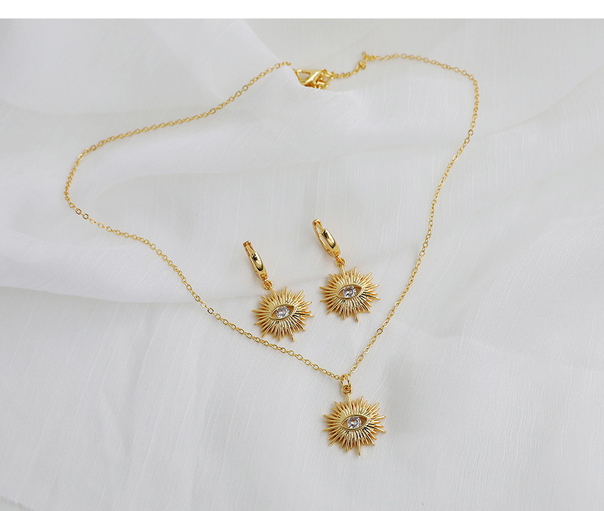 Fashion Golden Copper Inlaid Zircon Eye Necklace,Necklaces