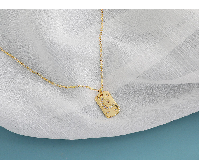 Fashion Golden Copper Inlaid Zircon Moon Necklace,Necklaces