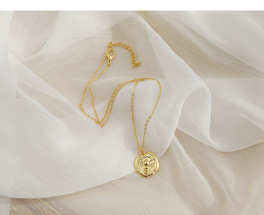 Fashion Golden Copper Inlaid Zircon Bee Necklace,Necklaces