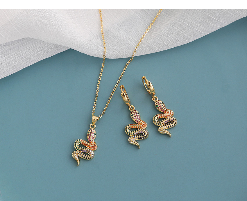 Fashion Color Copper Inlaid Zircon Serpentine Necklace,Necklaces