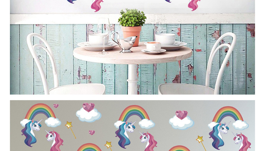Fashion Color Mixing Rainbow Cloud Unicorn Environmental Wall Sticker,Kitchen