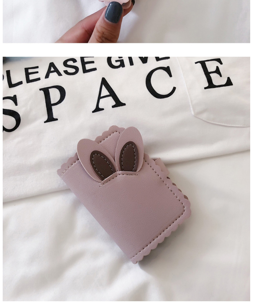 Fashion Pink Soft Face Rabbit Ear Lace Short Wallet,Wallet