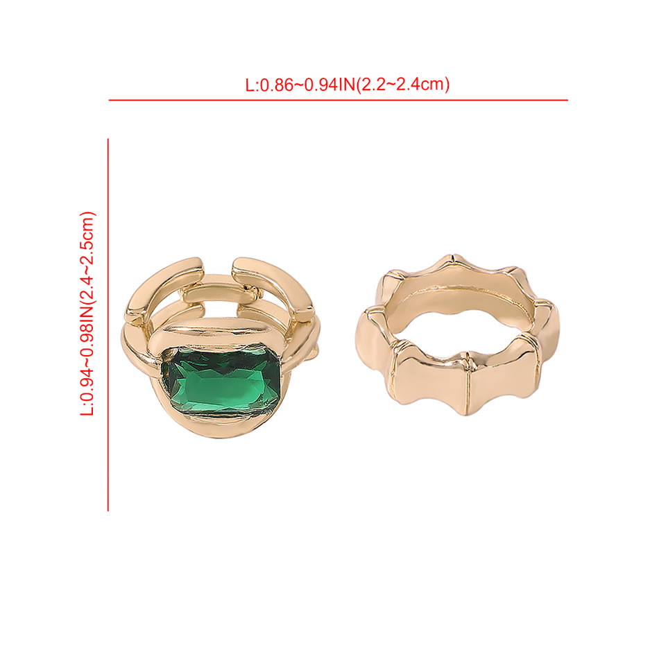 Fashion Golden Gems Inlaid Geometric Wide Brim Ring Set,Rings Set