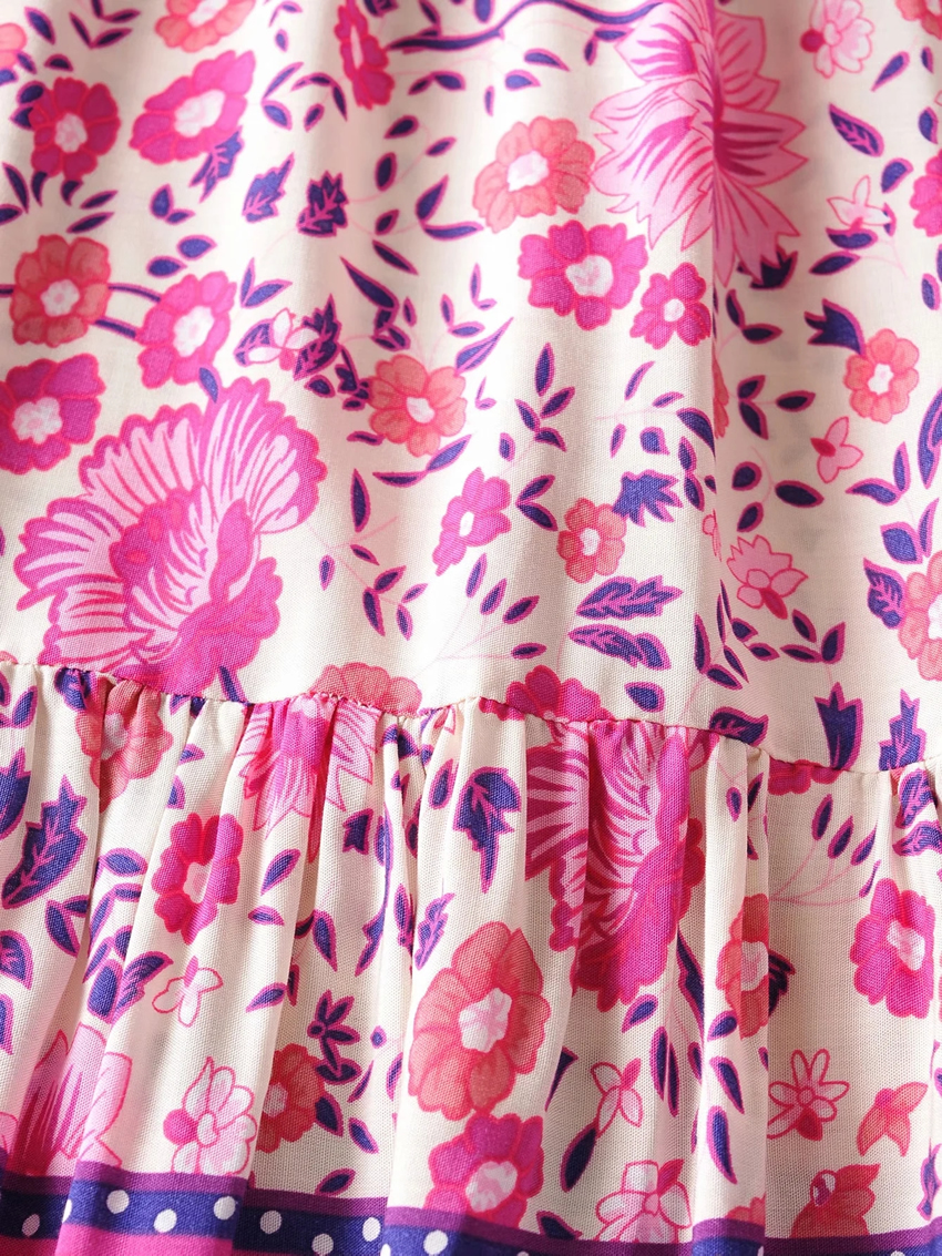 Fashion Purple Printed Elastic Waist Mid-length Skirt,Skirts
