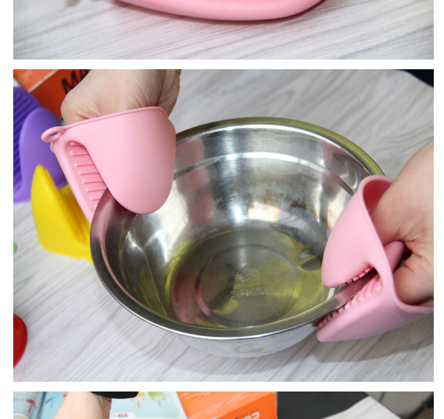 Fashion Pink Silicone Heat Insulation High Temperature Resistant Anti-scald Gloves,Kitchen