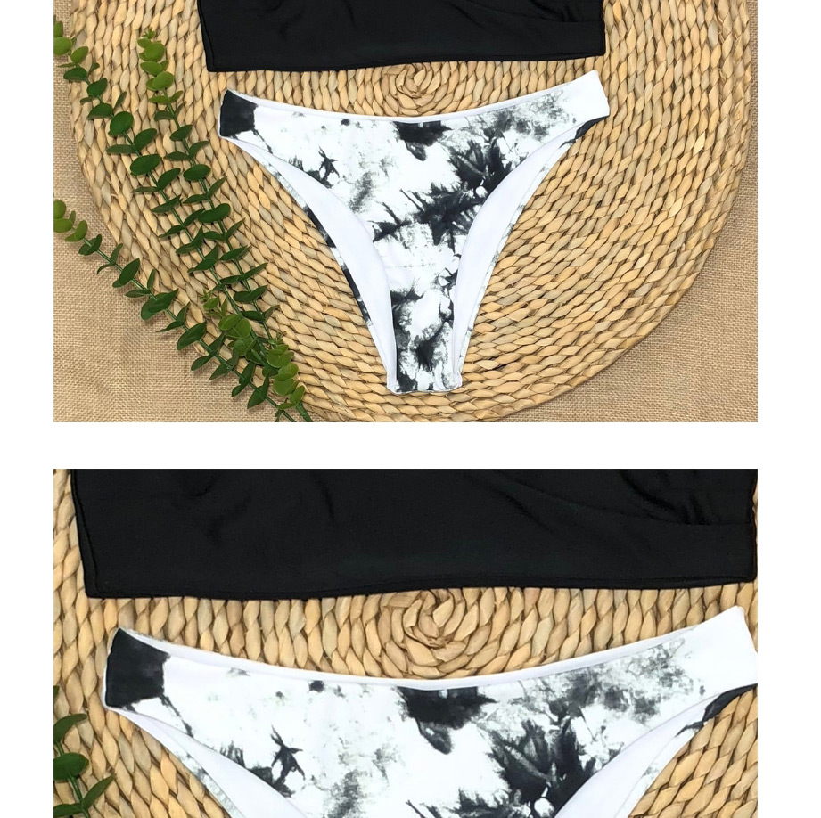 Fashion Black Gradient Tie-dye Color Block Split Swimsuit,Bikini Sets