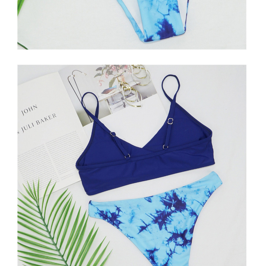 Fashion Navy Gradient Tie-dye Color Block Split Swimsuit,Bikini Sets