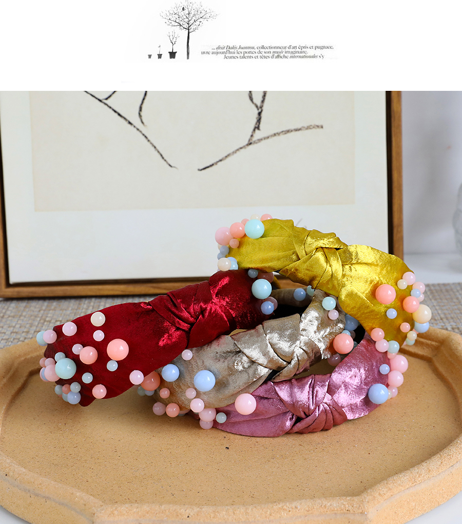 Fashion Champagne Fabric Resin Beads Knotted Headband,Head Band
