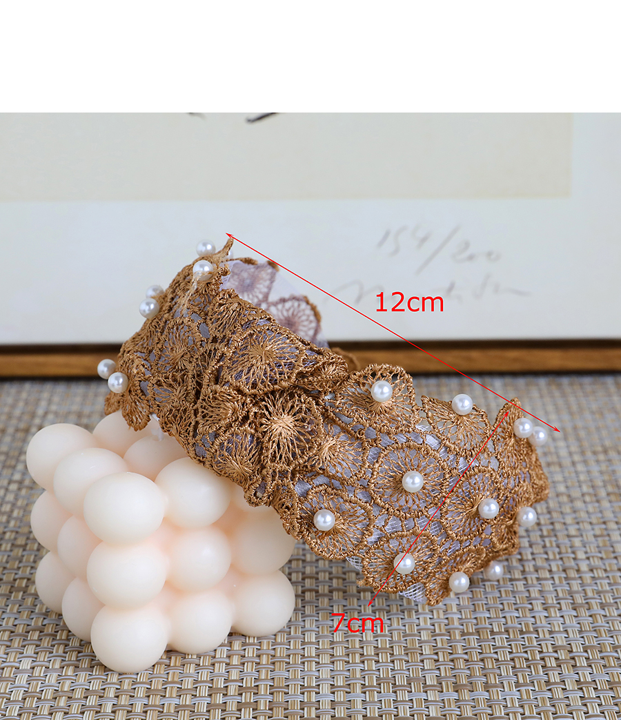 Fashion Pink Lace Flower Pearl Knotted Hair Band,Head Band