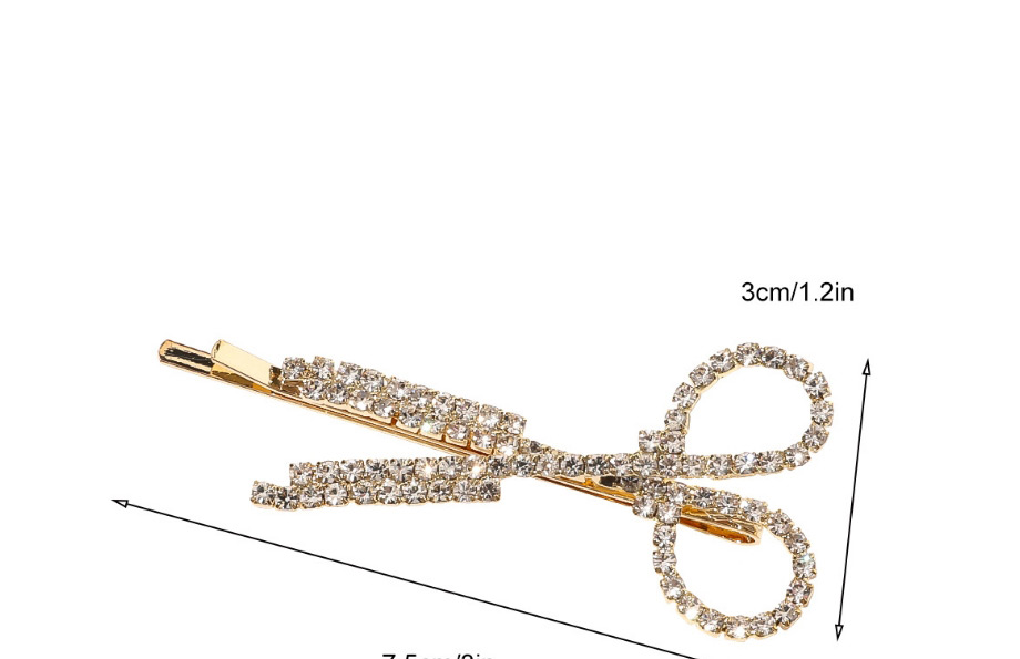 Fashion Silver Alloy Hollow Hairpin With Diamond Scissors,Hairpins
