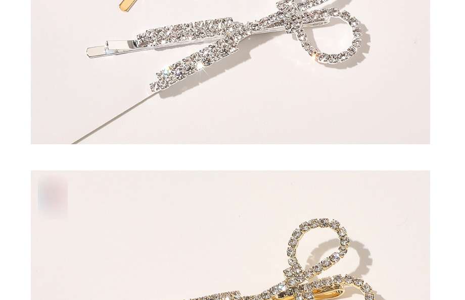 Fashion Golden Alloy Hollow Hairpin With Diamond Scissors,Hairpins