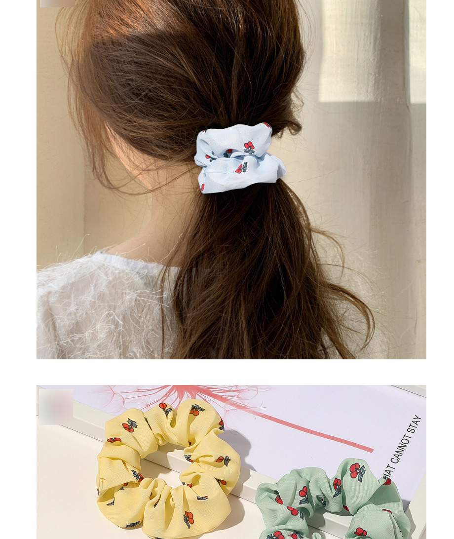 Fashion Ice Cream-fruit Green Chiffon Fabric Printing Bronzing Small Star Large Intestine Ring Hair Rope,Hair Ring