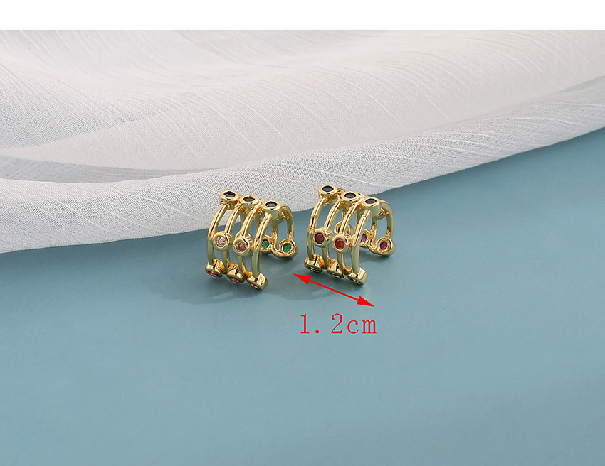 Fashion Golden Copper Inlaid Zircon Semicircular Ear Bone Clip,Earrings