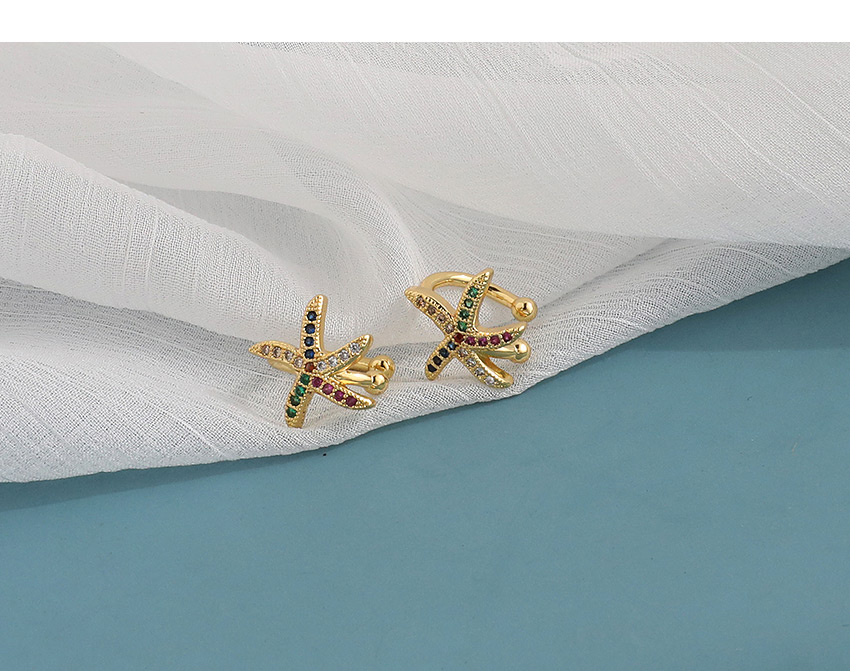 Fashion Golden Copper Inlaid Zircon Cross Ear Bone Clip,Earrings