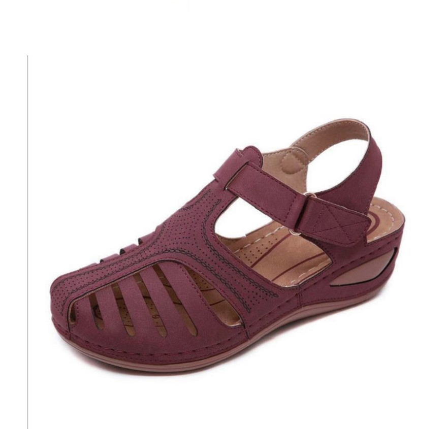 Fashion Purple Baotou Hollow Wedge Sandals,Slippers
