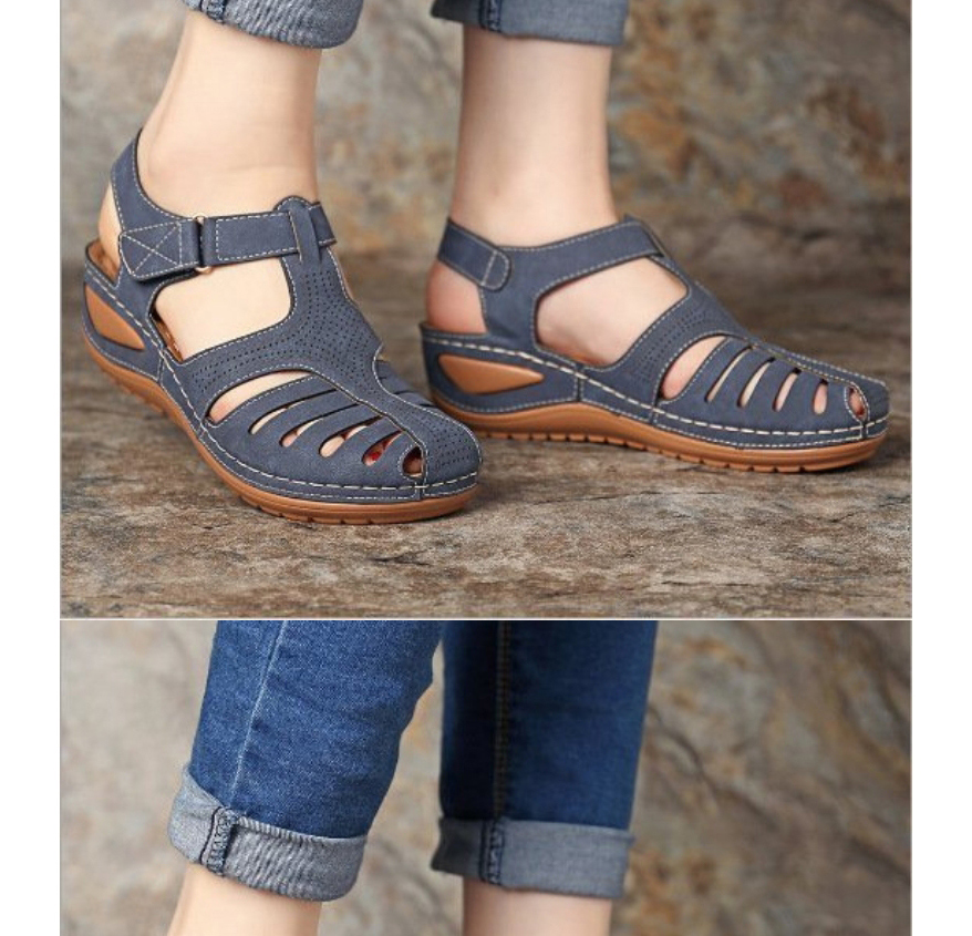 Fashion Creamy-white Baotou Hollow Wedge Sandals,Slippers
