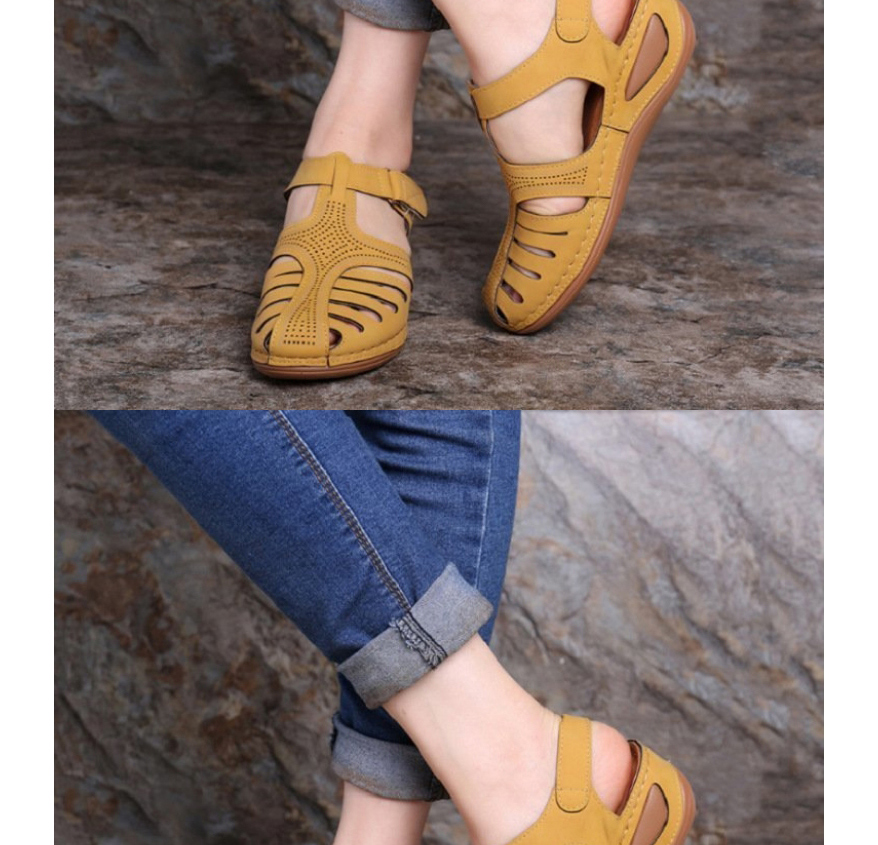 Fashion Gray Baotou Hollow Wedge Sandals,Slippers