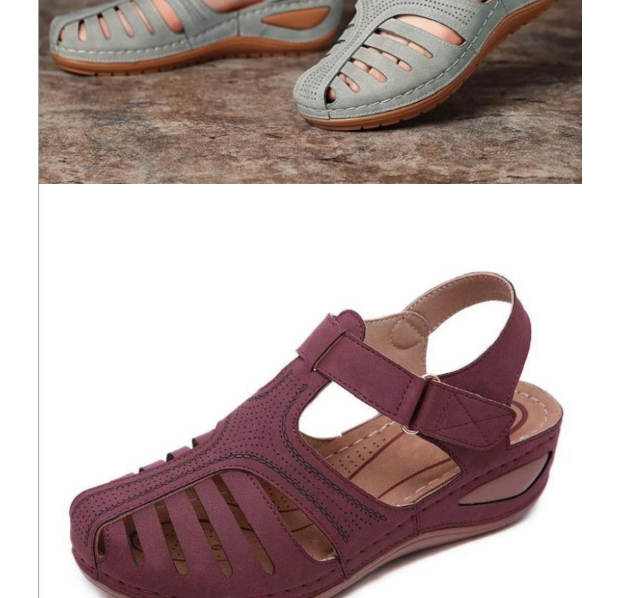 Fashion Black Baotou Hollow Wedge Sandals,Slippers