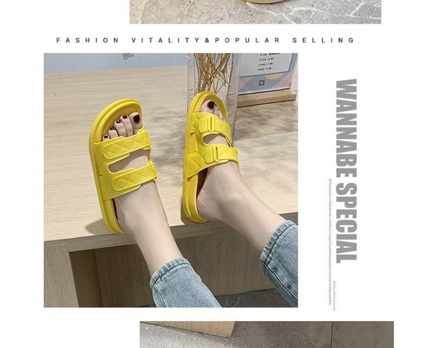 Fashion Yellow Wettable Flat Round Slippers,Slippers