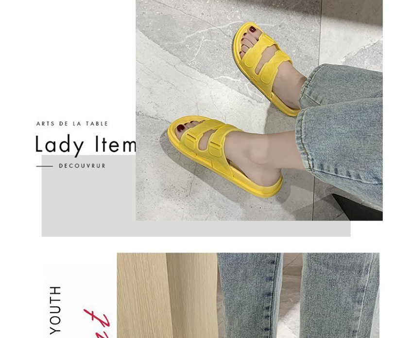 Fashion Yellow Wettable Flat Round Slippers,Slippers