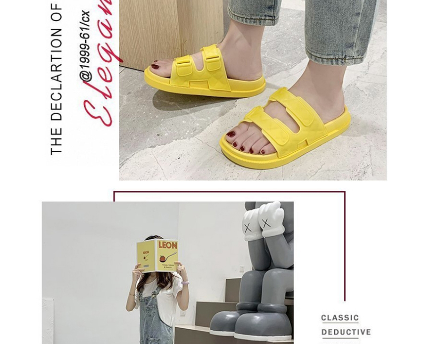 Fashion Beige Wettable Flat Round Slippers,Slippers