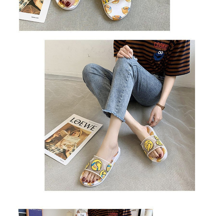 Fashion White Smiley Expression Flat Slippers,Slippers