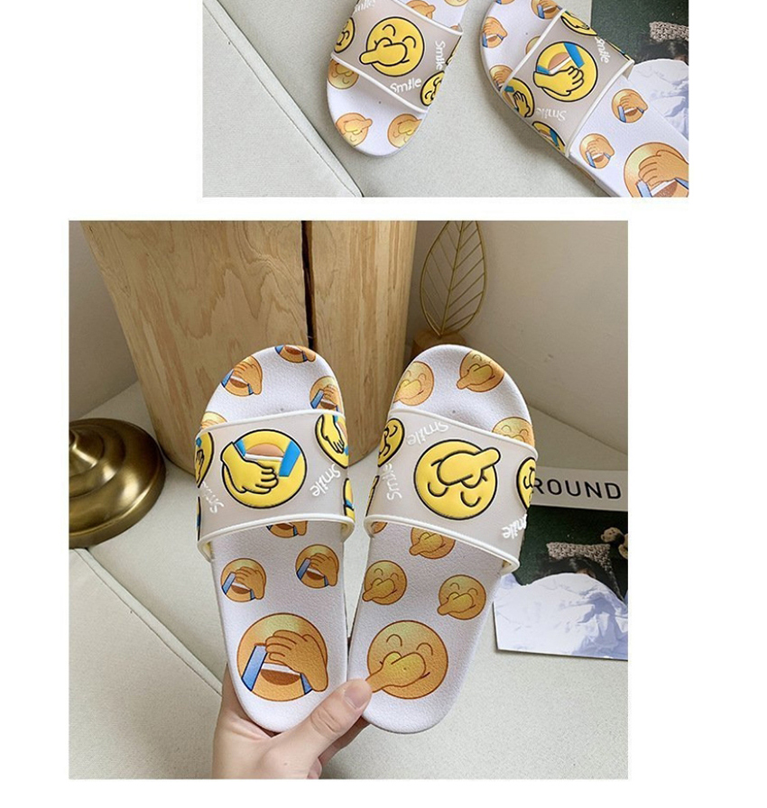Fashion Black Smiley Expression Flat Slippers,Slippers