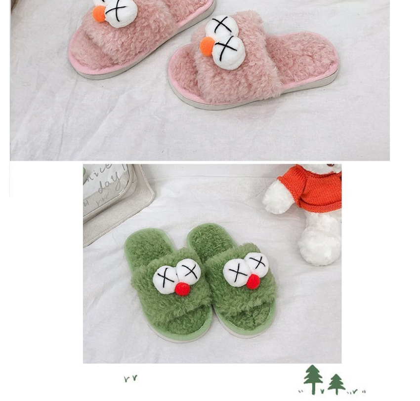 Fashion Green Lovely Big Eyes Sesame Street Warm Parent-child Couple Slippers,Slippers
