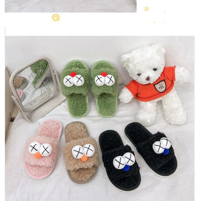 Fashion Green Lovely Big Eyes Sesame Street Warm Parent-child Couple Slippers,Slippers