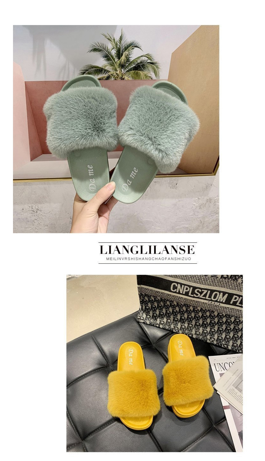 Fashion Yellow One-line Platform Round-toe Slippers,Slippers