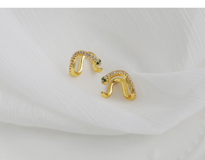 Fashion Golden Copper Inlaid Zircon Heart Lock Earrings,Earrings