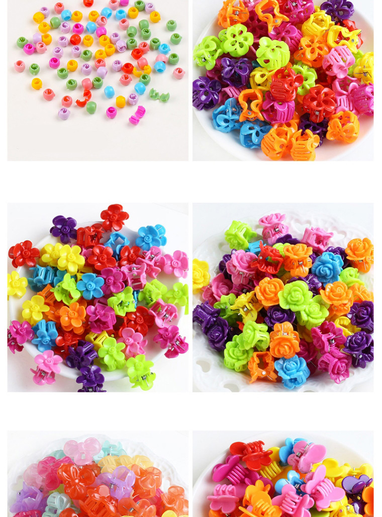 Fashion Opp Bag-50 Color Rose Clip Resin Love Crown Mouse Bunny Clip Set,Hair Claws