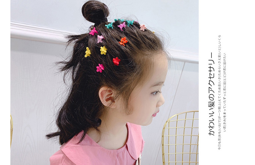Fashion 50 Doudou Buckle Clips + 50 Small Flower Clamping Clips Resin Geometrical Contrast Color Gripper,Hair Claws
