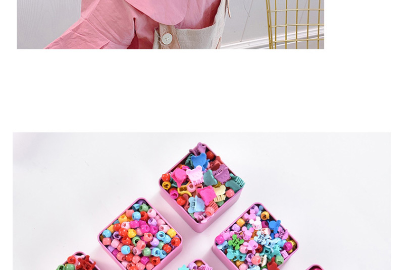 Fashion 25 Peas Buckle Clips + 25 Rabbit Catch Clips Resin Geometrical Contrast Color Gripper,Hair Claws