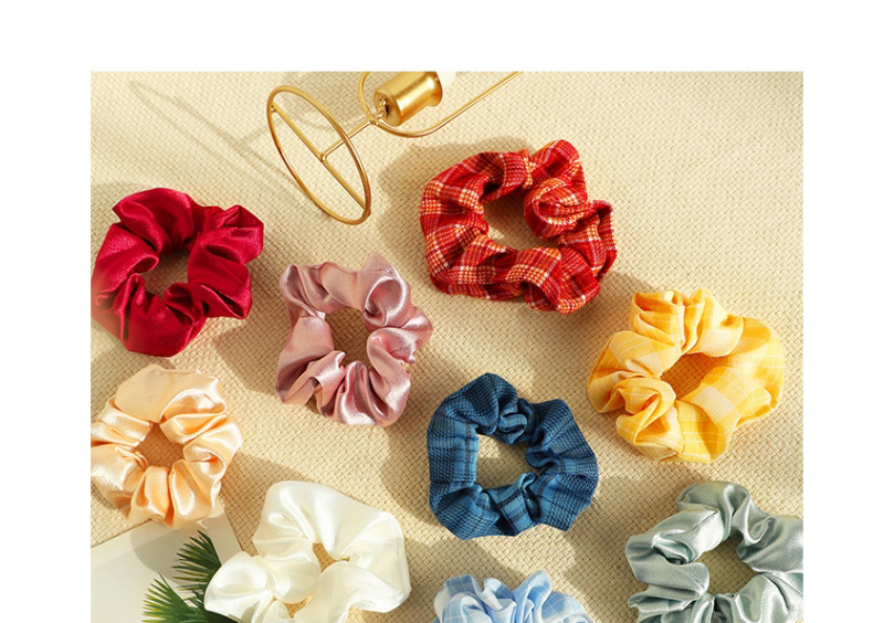 Fashion Slim And Jade [9-piece Set] Floral Plaid Print Hit Color Large Intestine Circle Hair Rope Set,Hair Ring