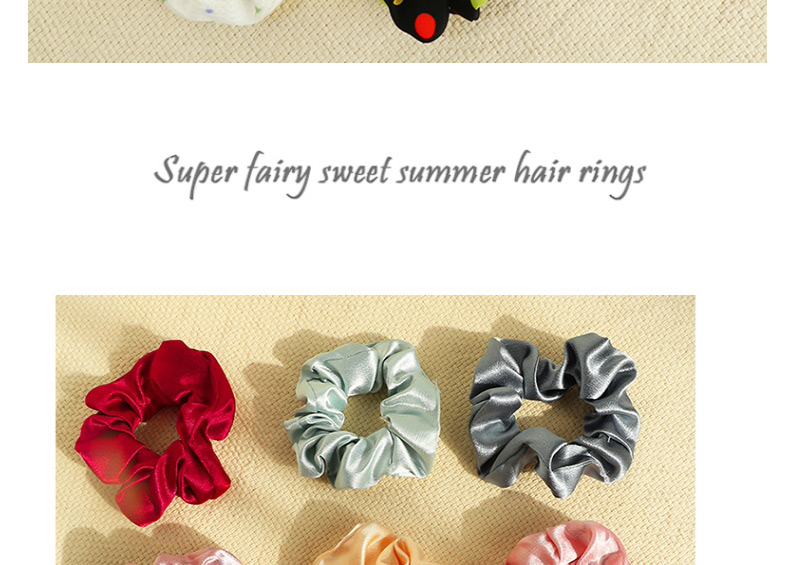 Fashion Fenghua Peerless【7-piece Set】 Floral Plaid Print Hit Color Large Intestine Circle Hair Rope Set,Hair Ring