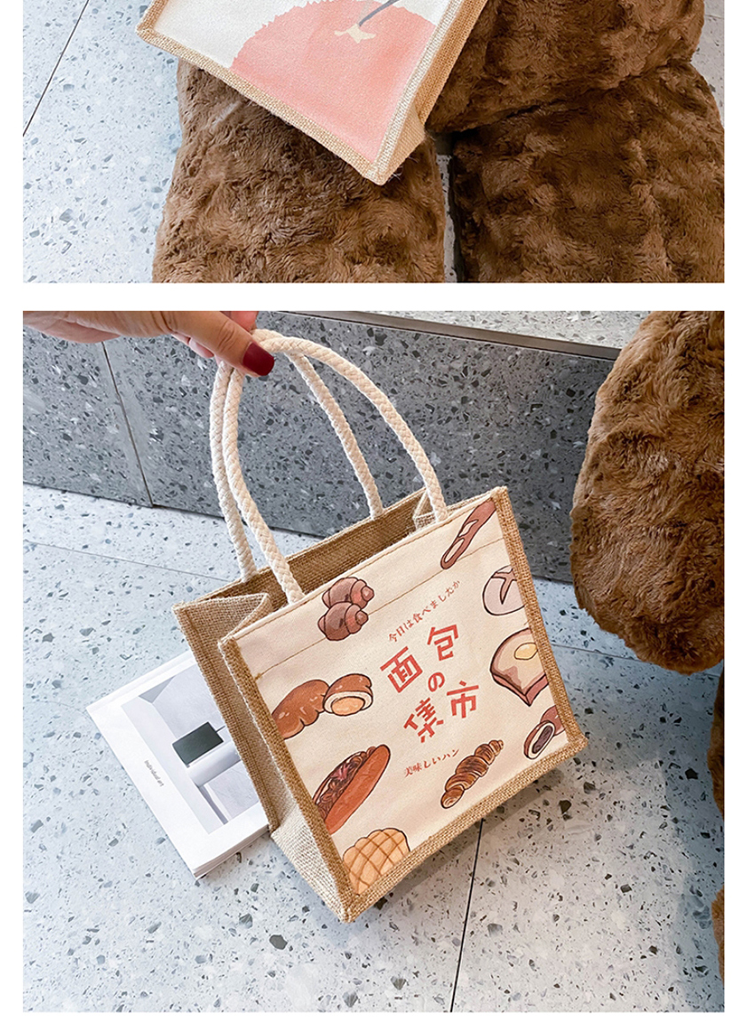 Fashion Bread Market Canvas Print Contrast Color Handbag,Handbags